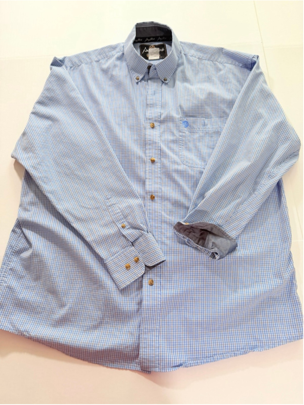 Wrangler George Strait light blue and navy plaid long-sleeve button-down shirt